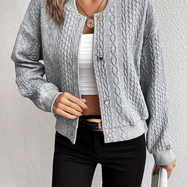 Micheline | Women's Cropped Cable Knit Bomber Jacket