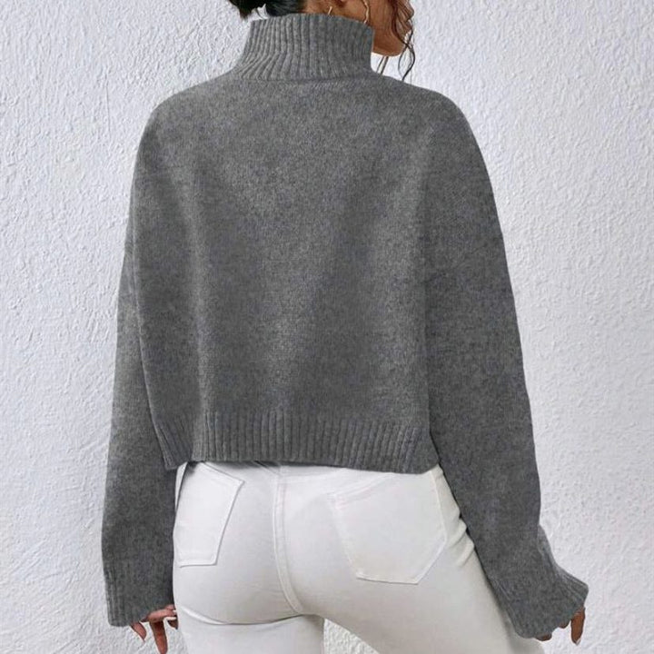 Viviane | Women's Cropped Wool Sweater with Roll Neck