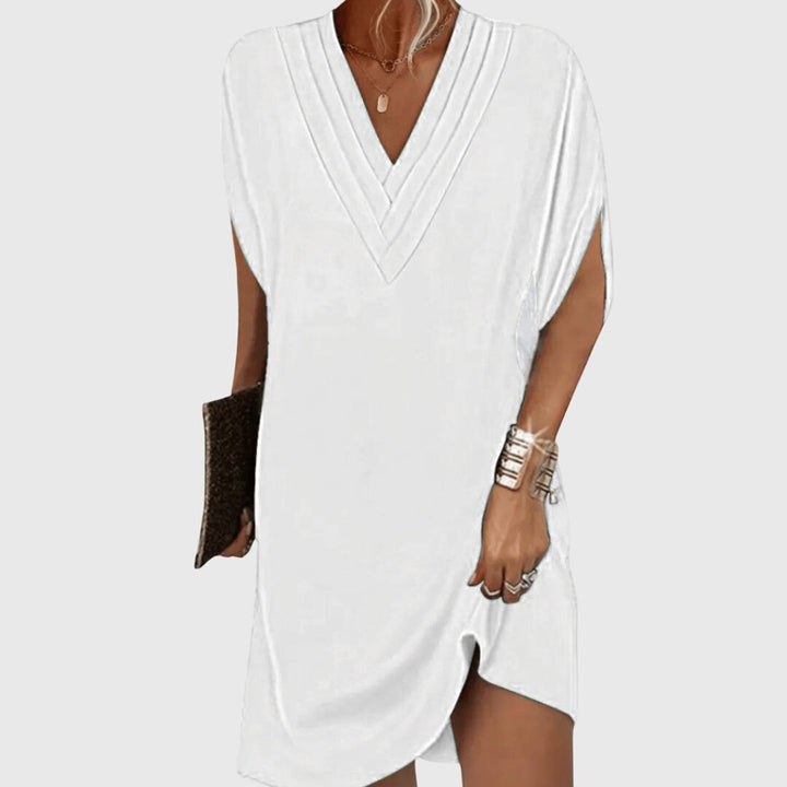 Women's Relaxed-Fit Flowy V-Neck Midi Dress for Casual Wear — view 6