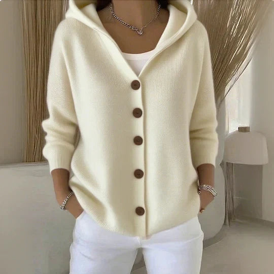 Halina | Women's Hooded Cardigan for Fall and Winter in Beige