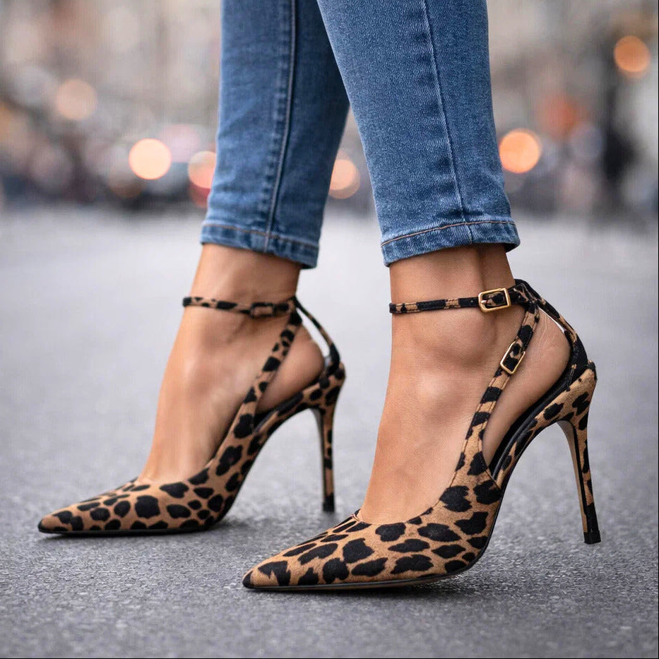 Tamsine Animal-Print Pointed-Toe Ankle-Strap Heels - image 2
