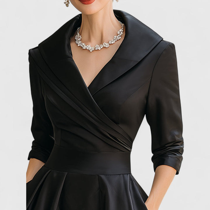 Women's Wrap Relaxed-Fit V-Neck Three-Quarter-Sleeve Midi Dress for Special Occasions — view 6