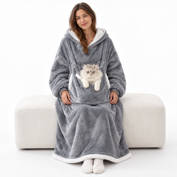 Rosaleen | Women's Oversized Sherpa Blanket Hoodie with Pet Pouch
