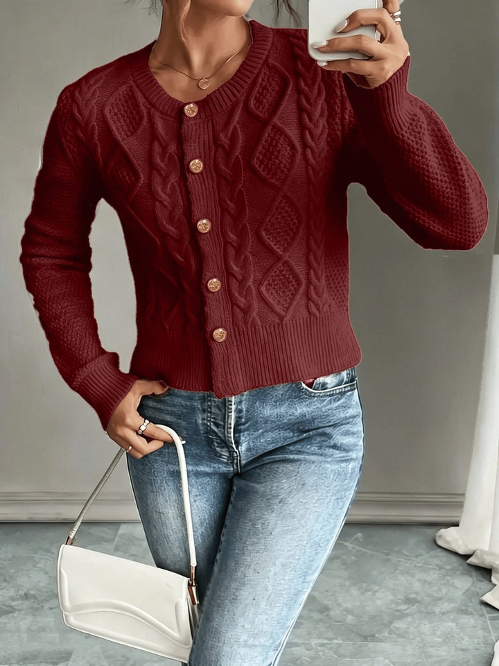 Florentine | Women's Cable-Knit Cardigan with Button-Front