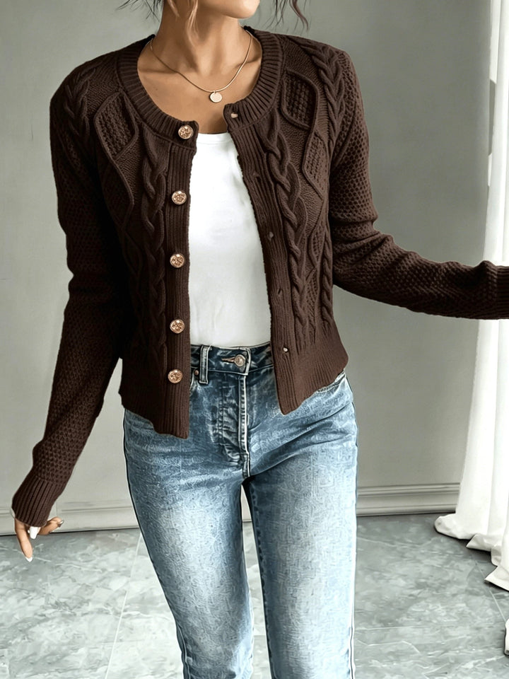 Florentine | Women's Cable-Knit Cardigan with Button-Front