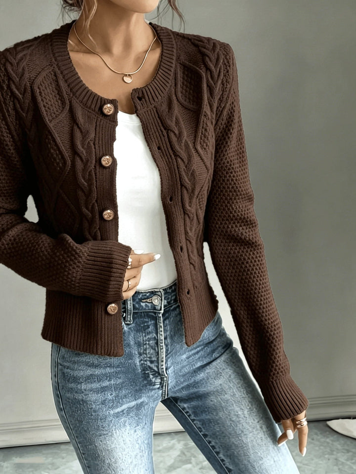 Florentine | Women's Cable-Knit Cardigan with Button-Front
