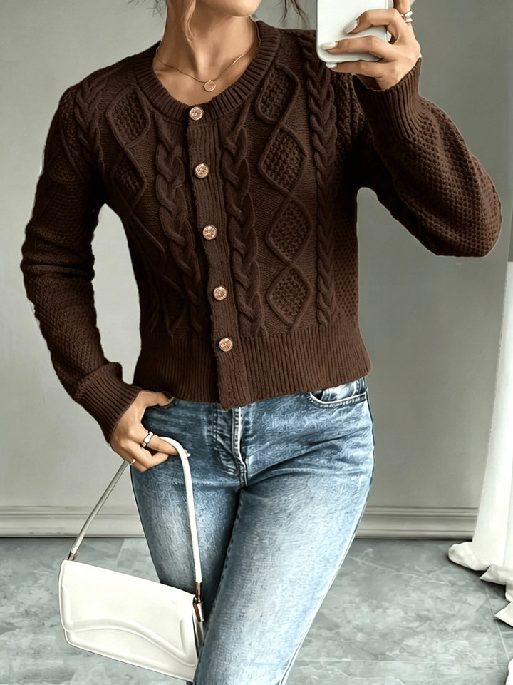Florentine | Women's Cable-Knit Cardigan with Button-Front
