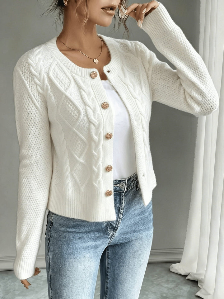 Florentine | Women's Cable-Knit Cardigan with Button-Front