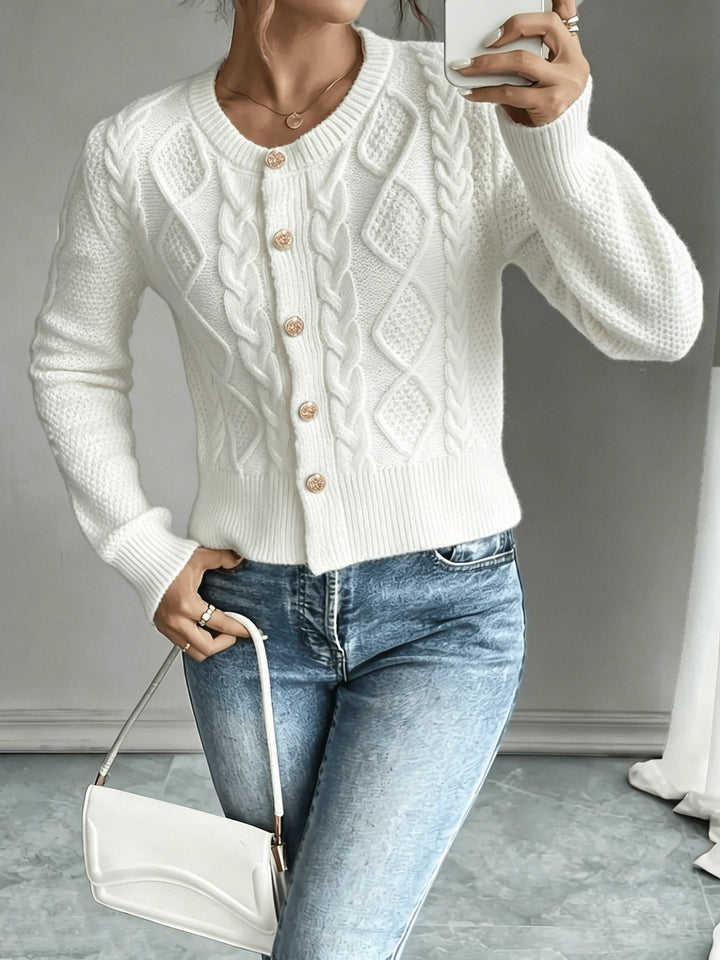 Florentine | Women's Cable-Knit Cardigan with Button-Front
