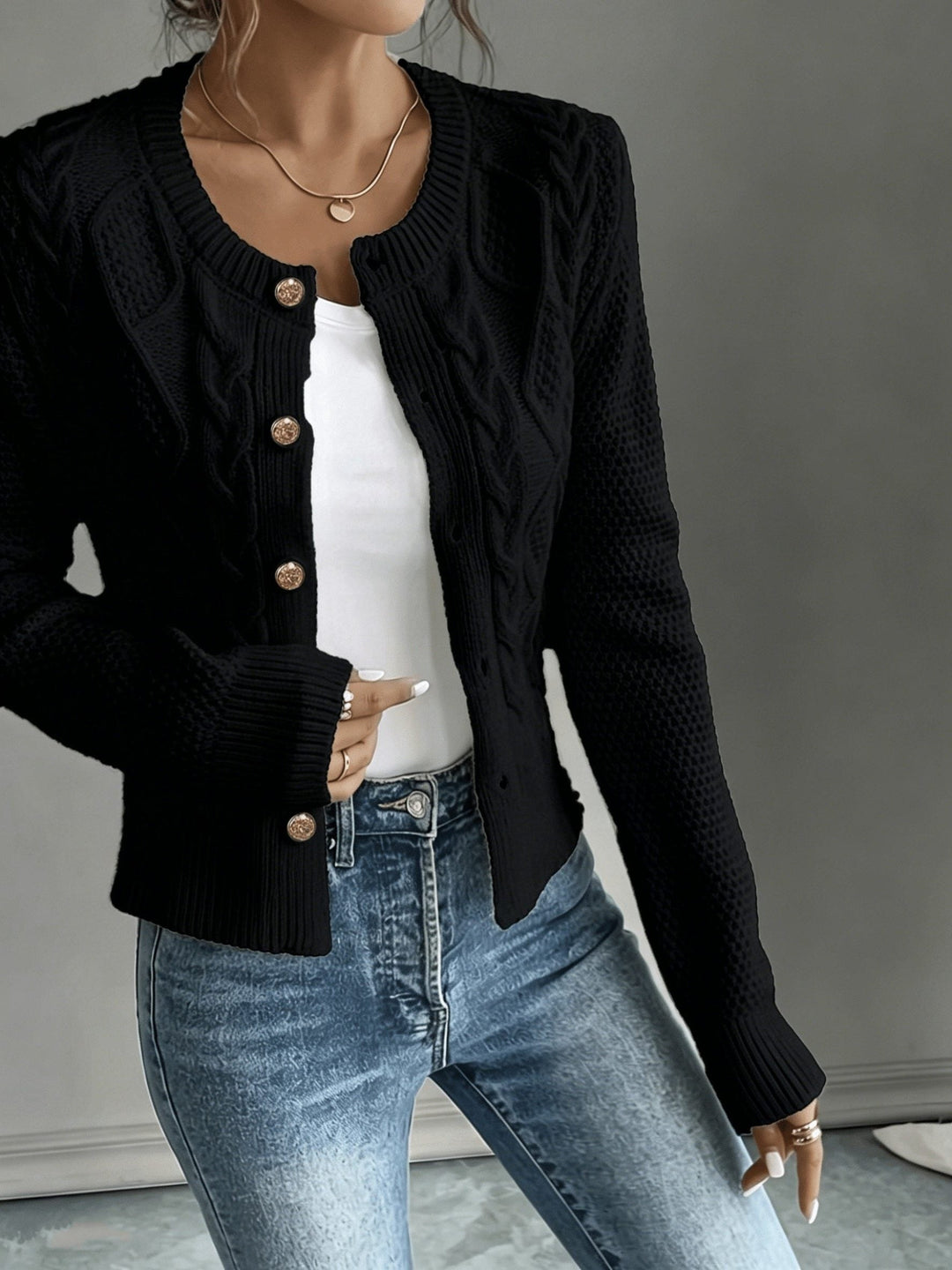 Florentine | Women's Cable-Knit Cardigan with Button-Front