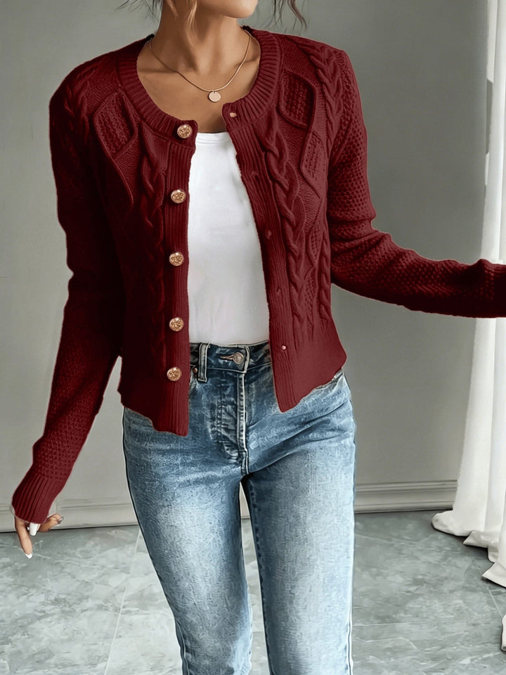 Florentine | Women's Cable-Knit Cardigan with Button-Front