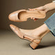 Mildred | Women's Leather Slingback Pumps with Cushioned Mid Block Heel
