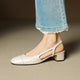 Mildred | Women's Leather Slingback Pumps with Cushioned Mid Block Heel