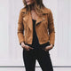 Clementine | Women's Suede-Look Cropped Moto Jacket with Lapel Collar