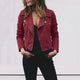 Clementine | Women's Suede-Look Cropped Moto Jacket with Lapel Collar