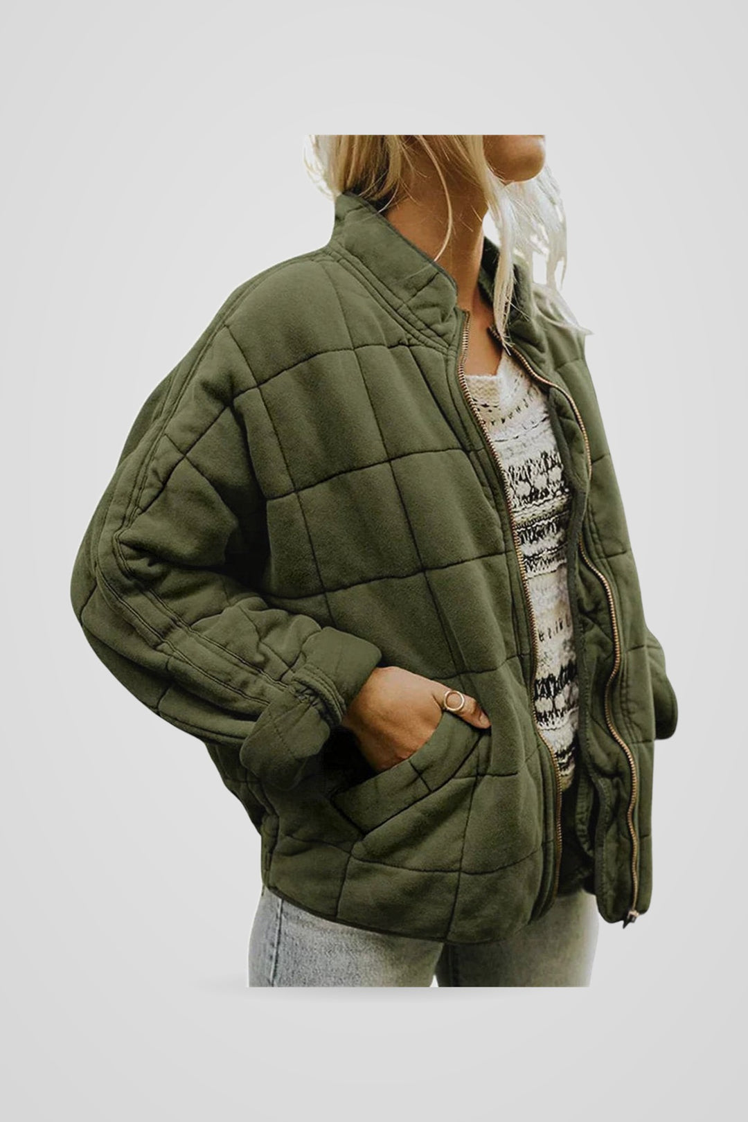 Bellamy | Women's Zip-Front Oversized Padded Jacket for Everyday Wear in Green (Almost Sold Out)