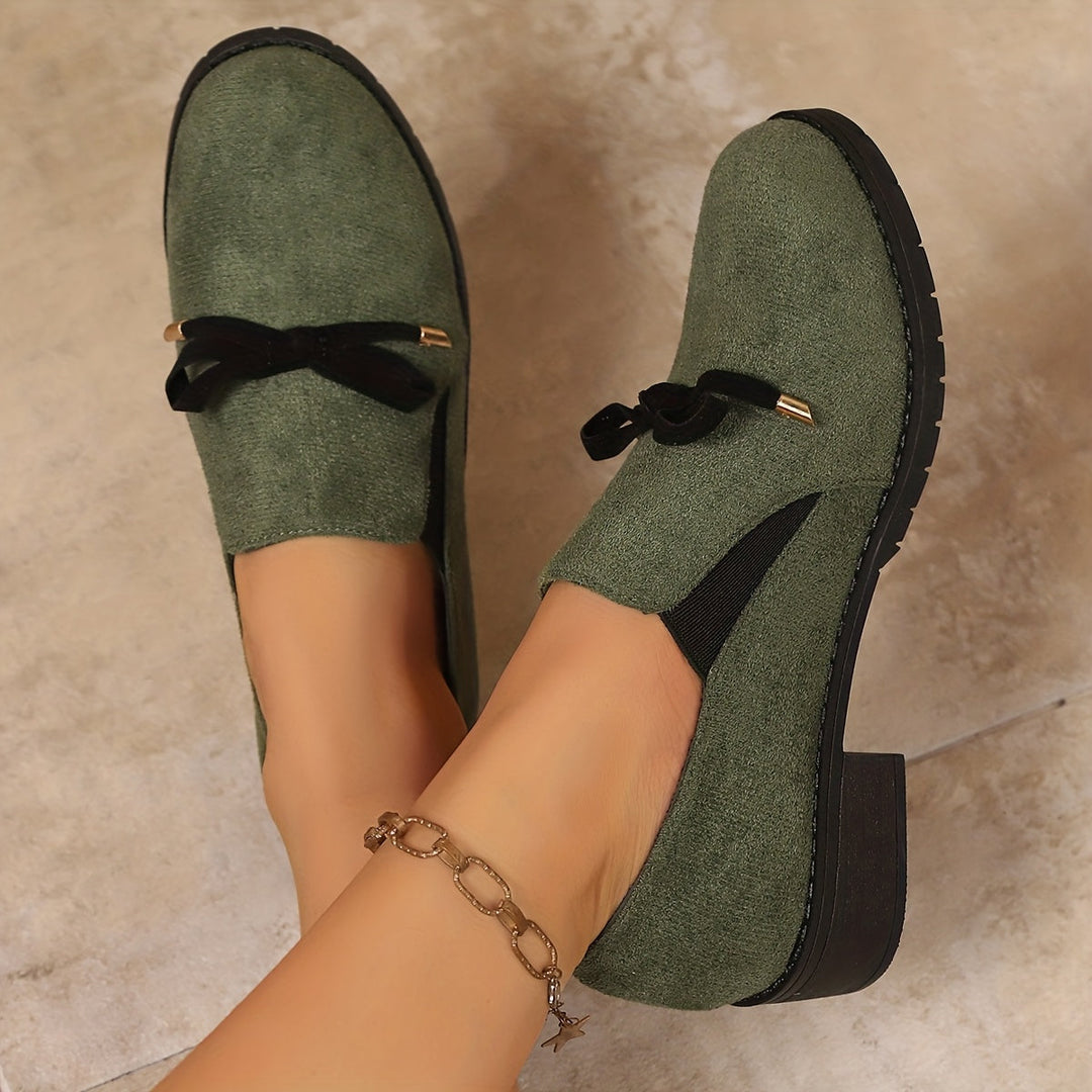 Rosaria Suede-Look Low Block-Heel Loafers with Bow - image 8