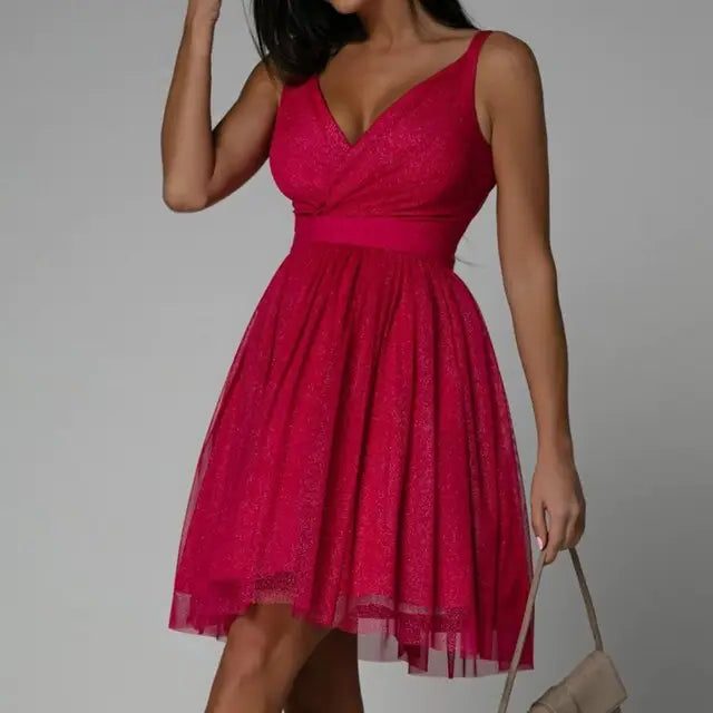 Dina | Women's Sequin Midi Dress with Wraparound V-Neck