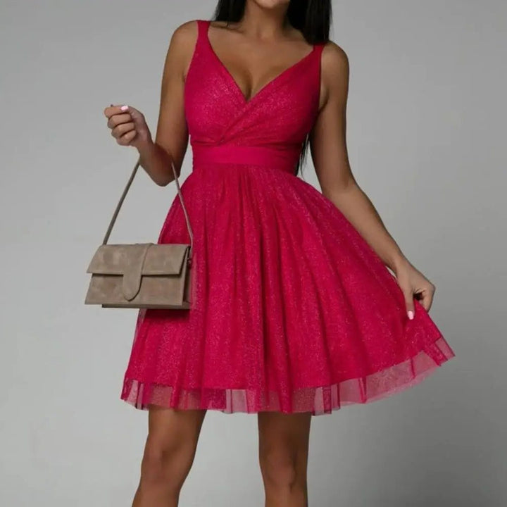 Dina | Women's Sequin Midi Dress with Wraparound V-Neck