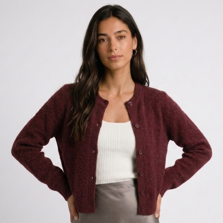 Serafina | Women's Fine-Knit Crew Neck Button Cardigan