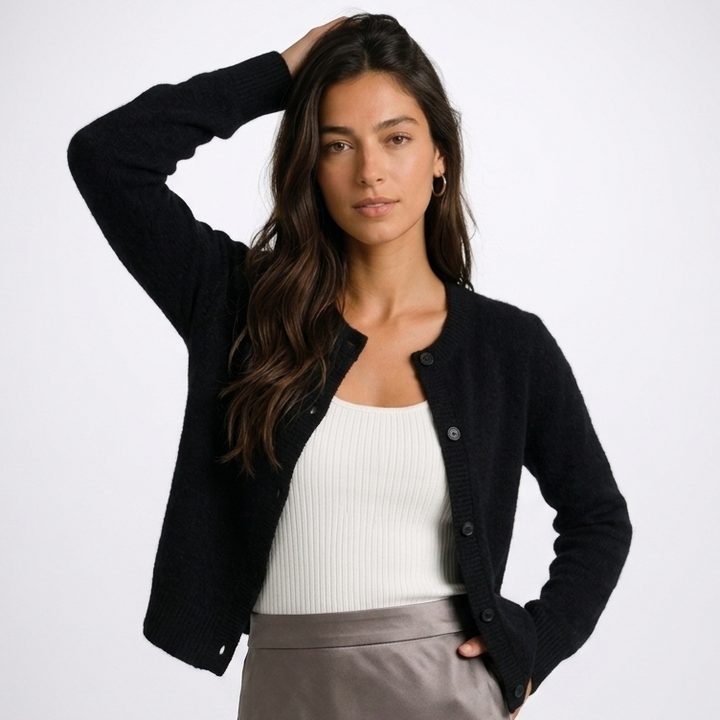 Serafina | Women's Fine-Knit Crew Neck Button Cardigan
