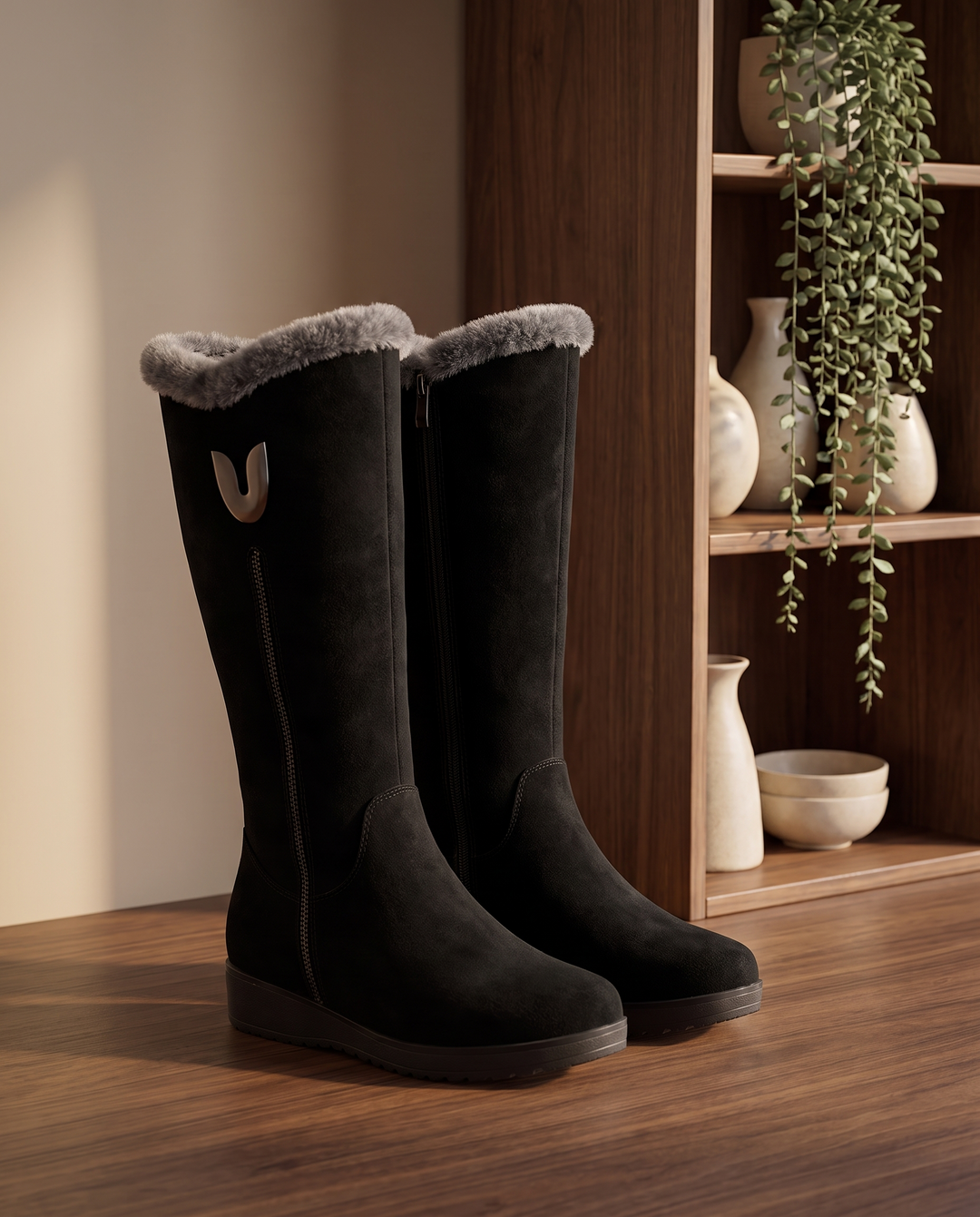 Krystyna | Women's Fur-Lined Knee High Winter Boots - styled at home