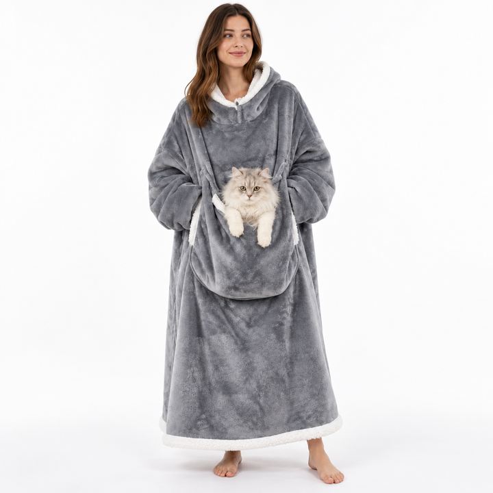 Rosaleen | Women's Oversized Sherpa Blanket Hoodie with Pet Pouch