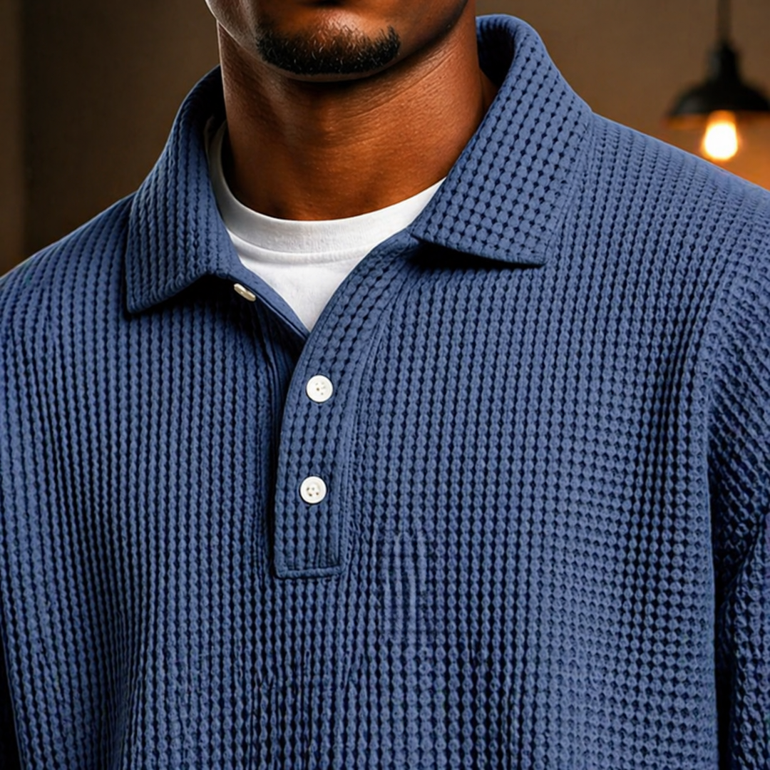 Gavin | Men's Textured Polo Knit Sweater