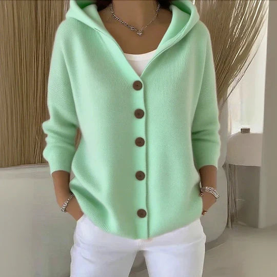 Halina | Women's Hooded Cardigan for Fall and Winter in Green