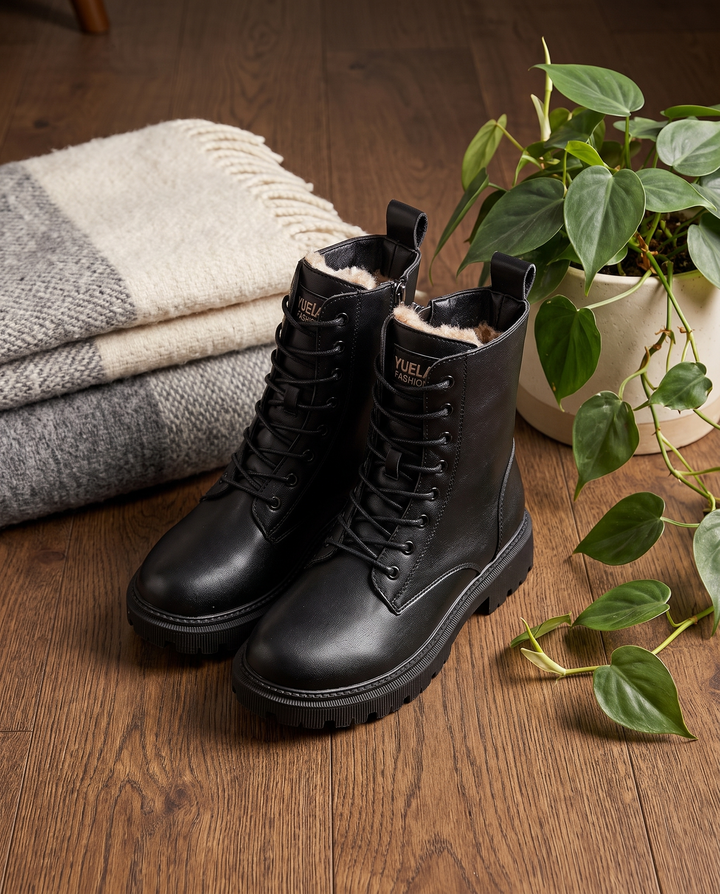 Constance | Women's Lace-Up Platform Boots for All-Day Wear - studio product shot