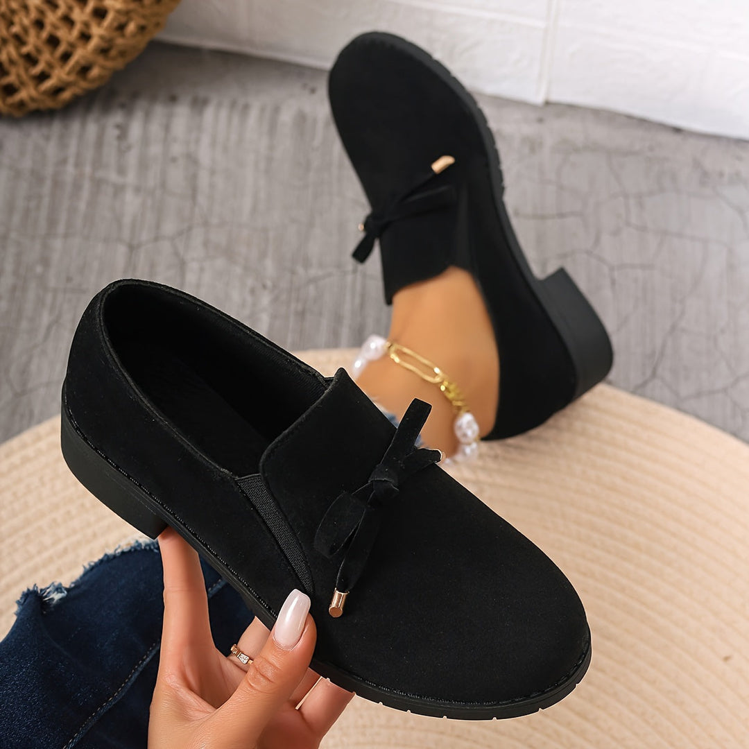 Rosaria Suede-Look Low Block-Heel Loafers with Bow - image 4