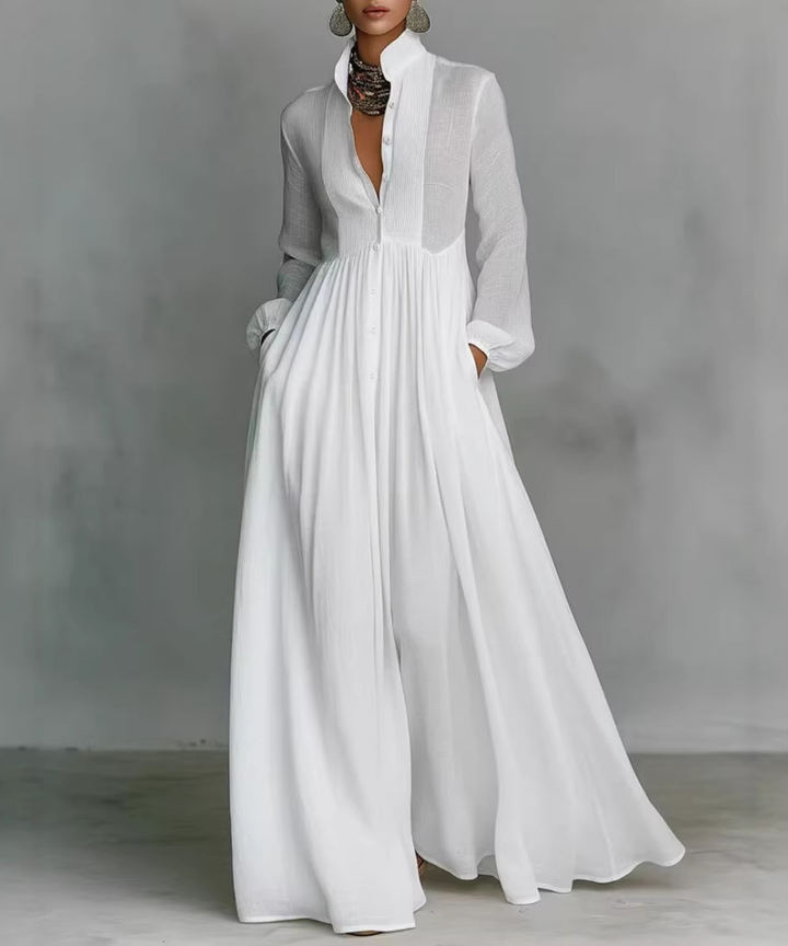 Ceinwen Long-Sleeve Pleated Maxi Dress - image 1