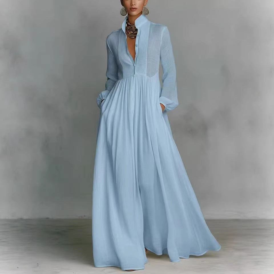 Ceinwen Long-Sleeve Pleated Maxi Dress - image 2