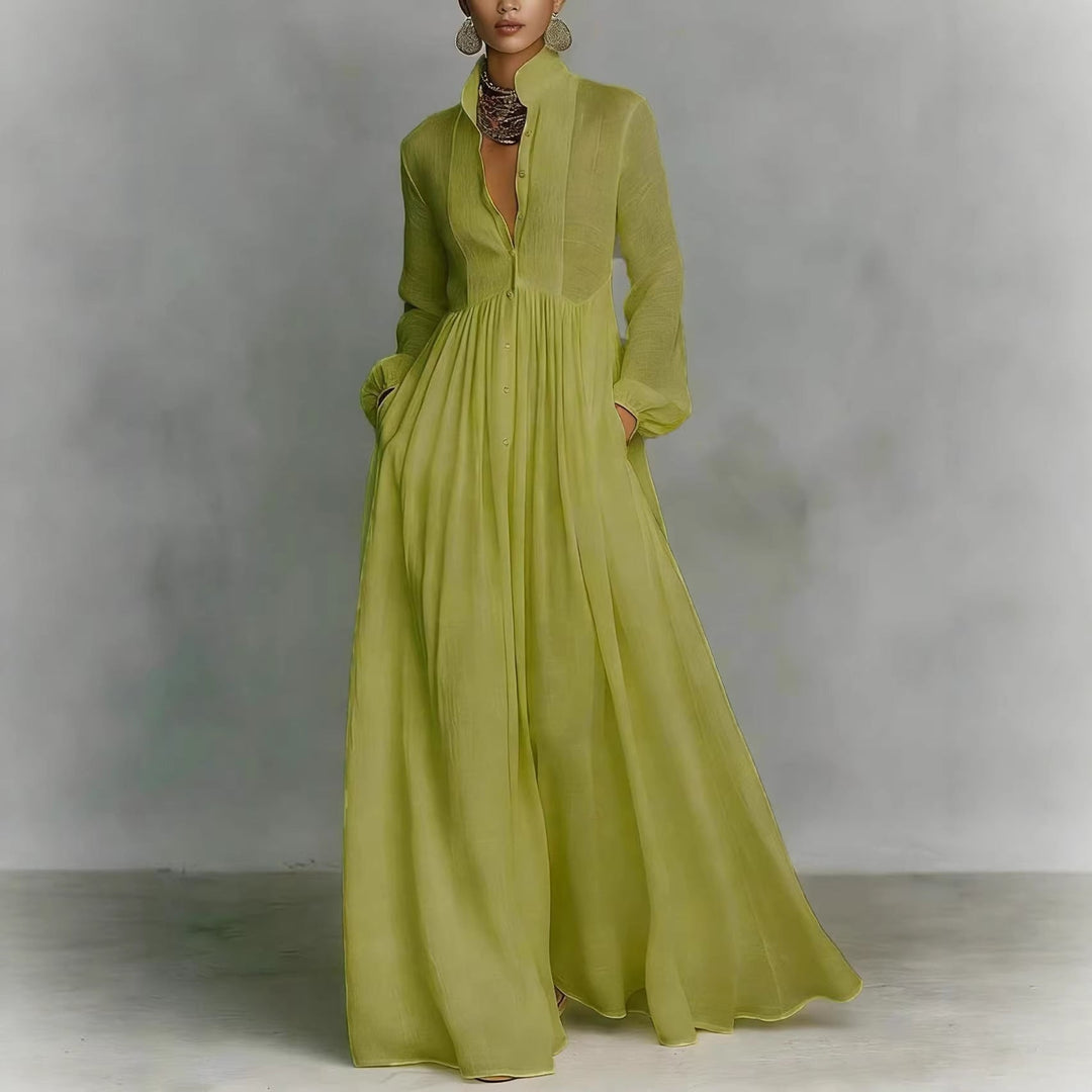 Ceinwen Long-Sleeve Pleated Maxi Dress - image 3
