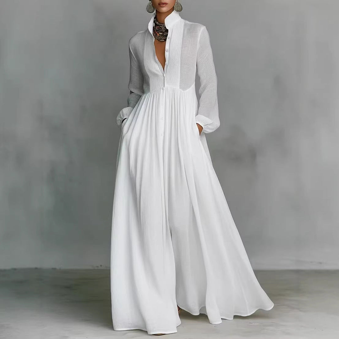 Ceinwen Long-Sleeve Pleated Maxi Dress - image 5