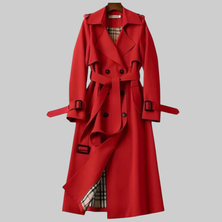 Evangelia | Double-Breasted Trench Coat with Belt for Women - Lavinem