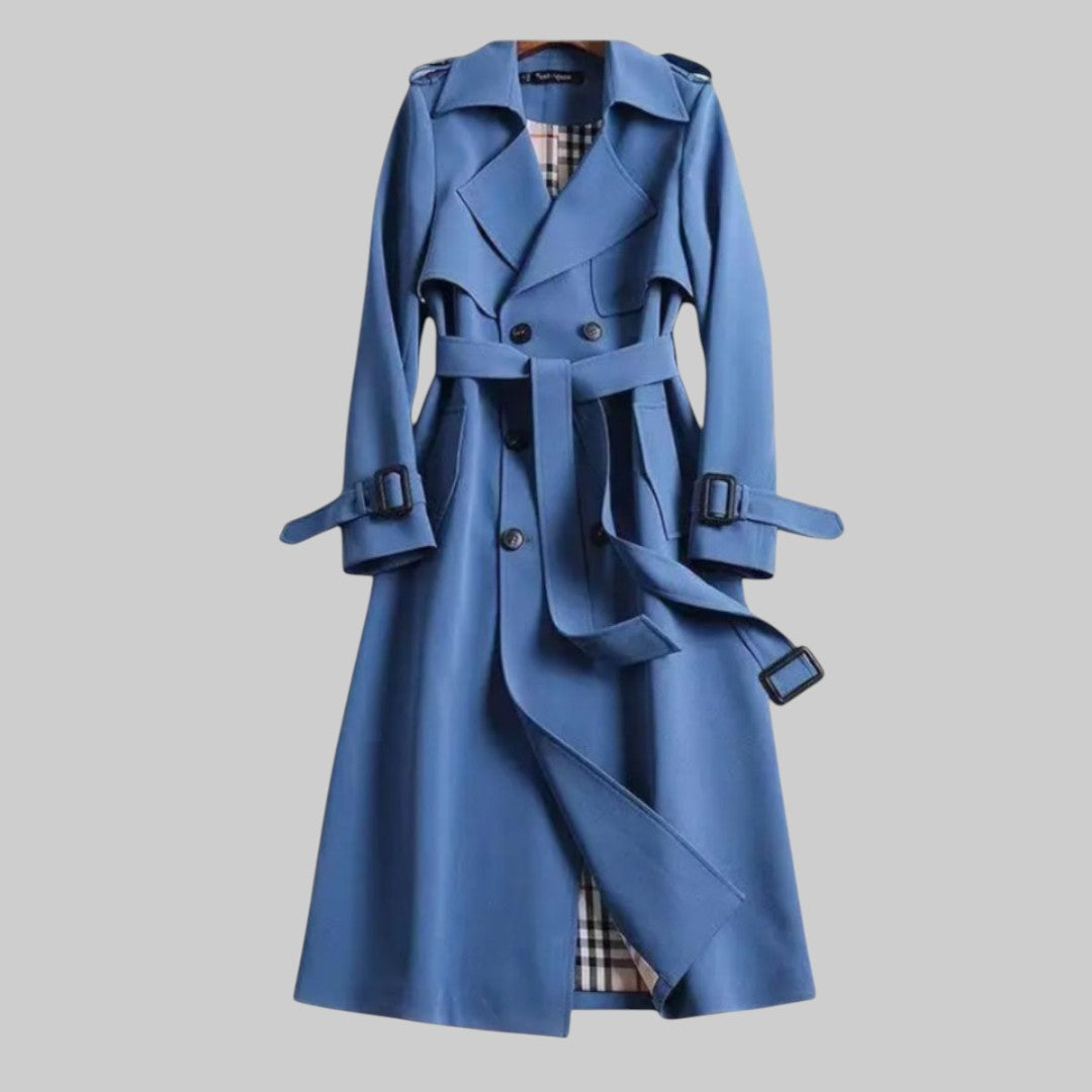 Evangelia | Double-Breasted Trench Coat with Belt for Women - Lavinem
