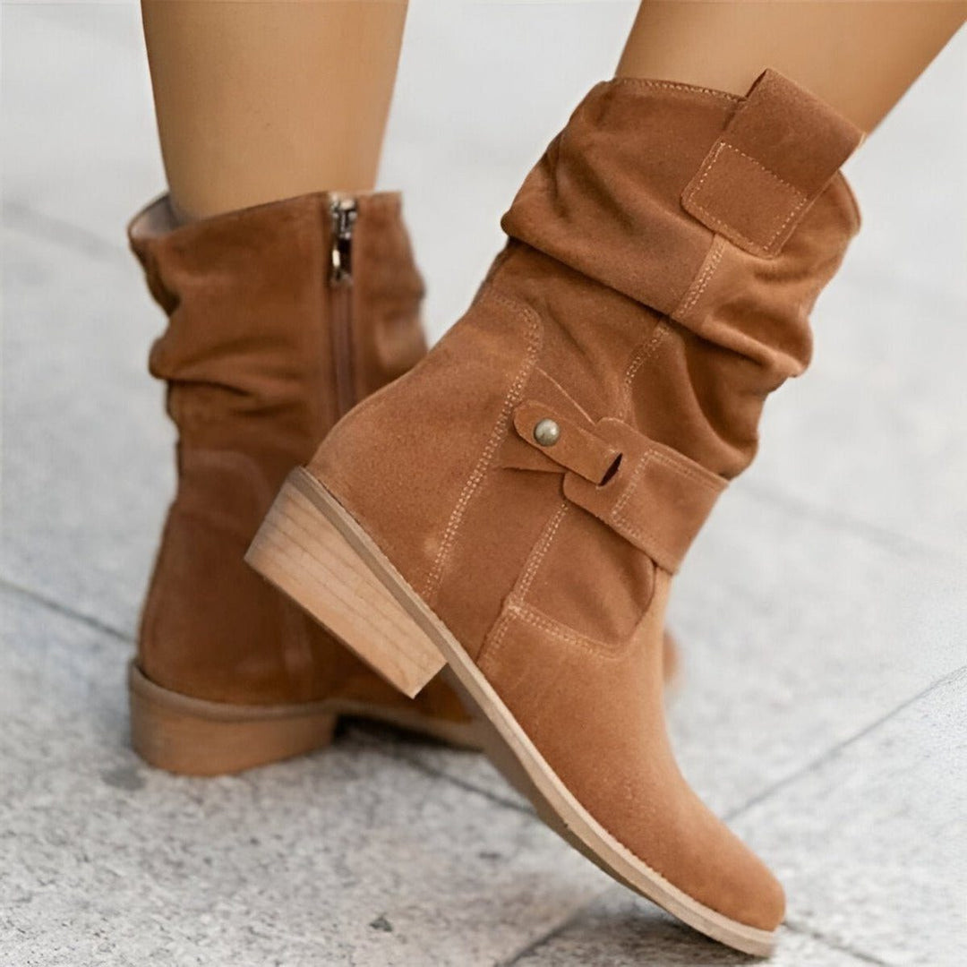 Ewa | Women's Slouchy Block Heel Mid-Calf Boots
