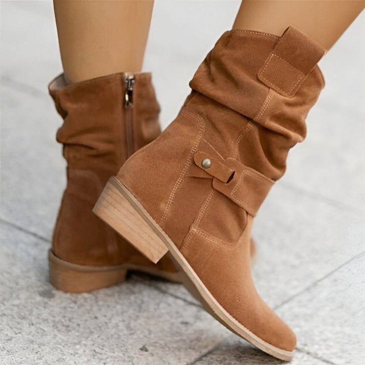 Ewa | Women's Slouchy Block Heel Mid-Calf Boots