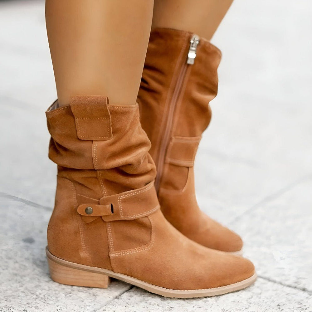 Ewa | Women's Slouchy Block Heel Mid-Calf Boots