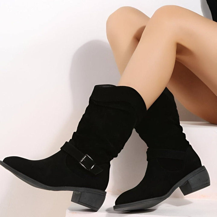 Ewa | Women's Slouchy Block Heel Mid-Calf Boots