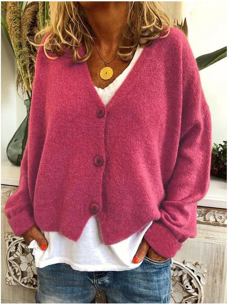 Georgiana | Women's Oversized Cardigan for Cold Weather in Rose Red