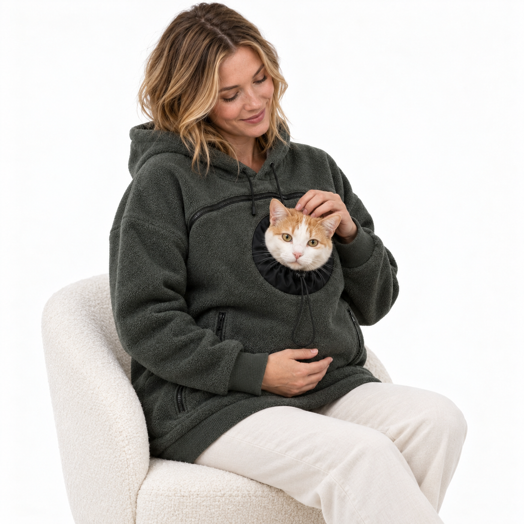 Corvina | Women's Sherpa Pet Carrier Hoodie with Peek-Out Pouch