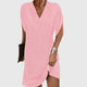 Women's Relaxed-Fit Flowy V-Neck Midi Dress for Casual Wear — view 3