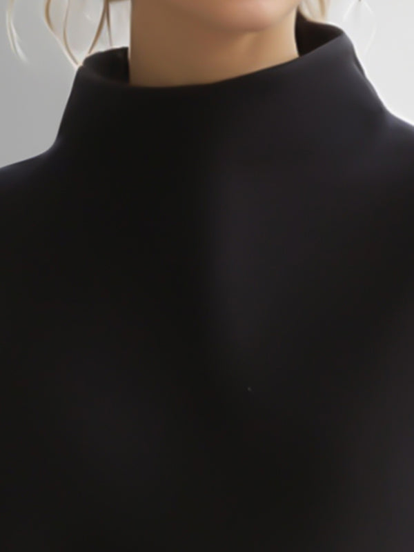 Bella | Women's Black High-Neck Cropped Sweatshirt
