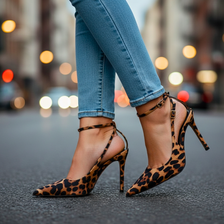 Tamsine Animal-Print Pointed-Toe Ankle-Strap Heels - image 5