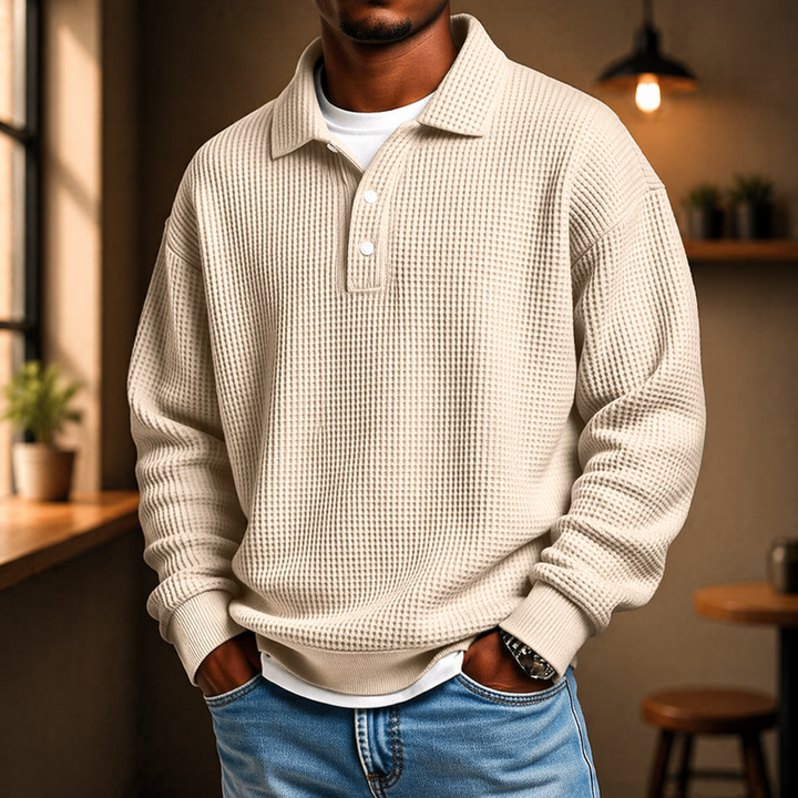 Gavin | Men's Textured Polo Knit Sweater