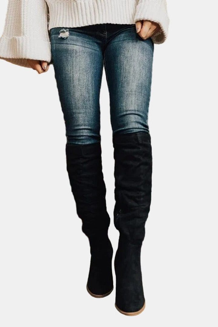 Flavia | Women's Stretch Over-the-Knee Block Heel Boots