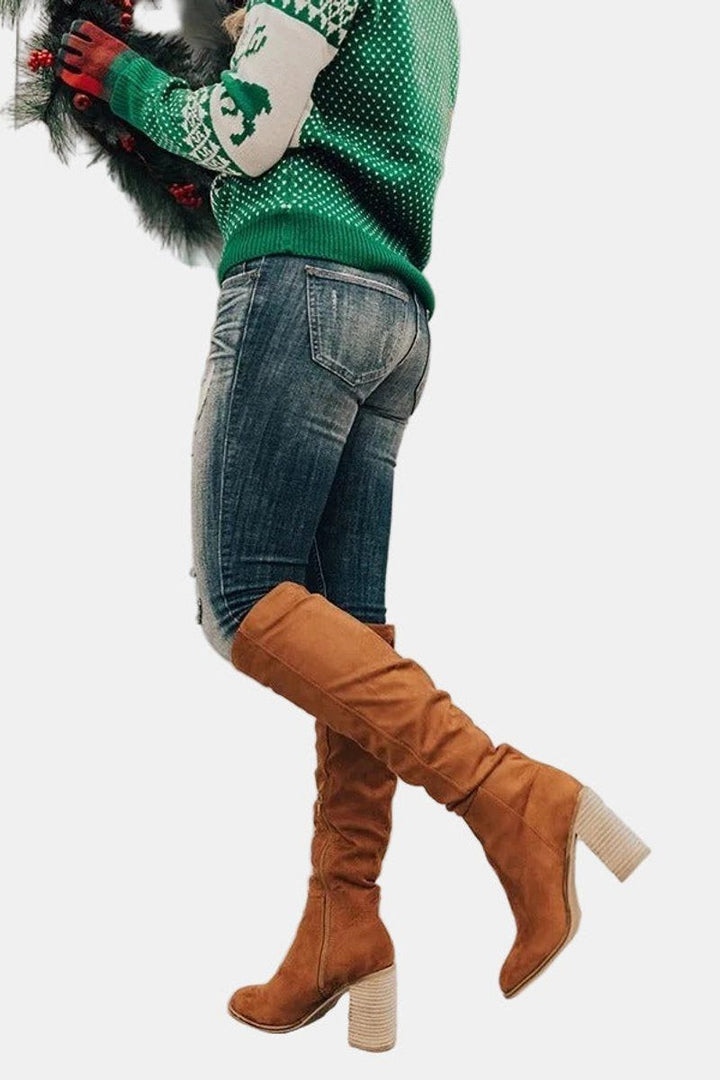 Flavia | Women's Stretch Over-the-Knee Block Heel Boots