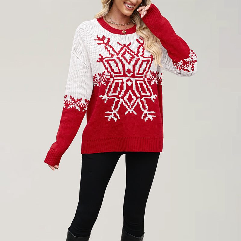 Jasmijn Two-Tone Snowflake Jacquard Sweater - image 1